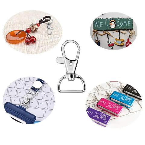40 Piece Swivel Snap Hooks With Three Quarter Inside Width Hella Durable Metal Clasps And Keychain Hardware For Diy Backpacks Handmade Collars And Craft Projects You Are Gonna Honestly Love Using Daily displayed with various keys and accessories.