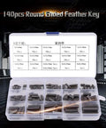 Feather Key Set 140Pcs Round Ended Parallel Drive Shaft Keys 16 Sizes Assortment Kit with Plastic Storage Box