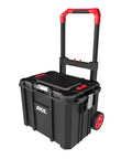 Built Tough No Sweat 20V Brushless Nine Piece Cordless Power Tool Combo Kit rolling tool box with durable black design and red accents.