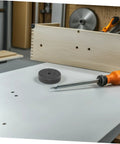 Check Out These 6pc Nylon Polishing Buffing Wheels With 10mm Hole For Metal Aluminum Wood And Furniture Making Your Surface Look Super Clean And Shiny Real Fast Today, showing a nylon buffing wheel on a workspace.