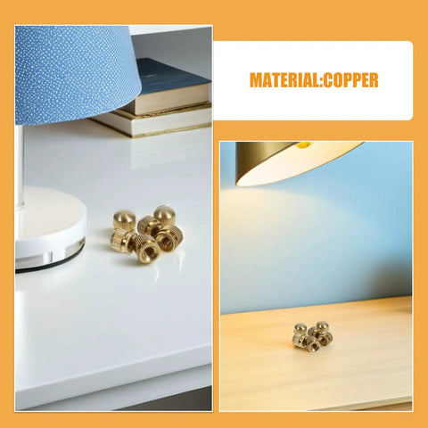 Pro Grade Copper Lamp Repair Kit, 12 Pcs High Temp Brass Hardware With M5 Threaded Screw Caps For Lighting Fixtures And Ceiling Mounts, Durable Refined Brass Finish, Easy Install And Reliable Performance; brass lamp parts on desk