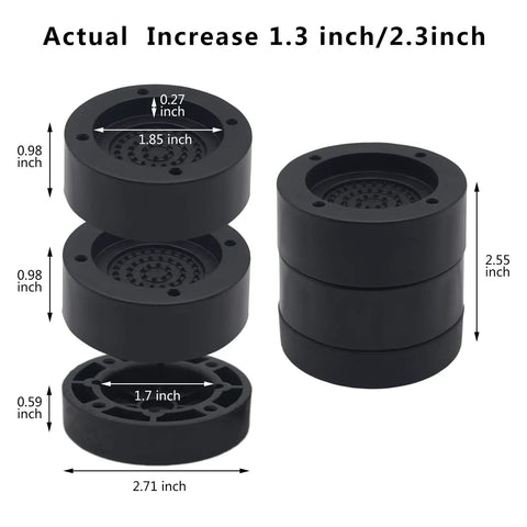 Rock Solid Furniture Risers Set Of Four Black Bed Lifts With Tough Heavy Duty Build Holds Up To Three Thousand Pounds showcasing dimensions.