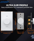 Rotary Dimmer Switch For Dimmable LED CFL And Incandescent Bulbs, Single Pole And 3-Way, UL Listed, Matte White, side view