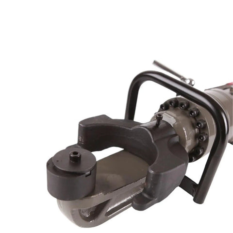 Close-up of Heavy Duty Portable Electric Rebar Cutter And Bender For Construction showing the thickened hook and blade.