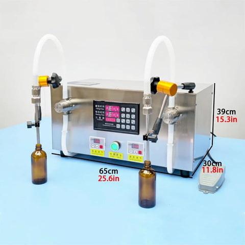 Heavy Duty Liquid Bottle Filler Machine With Digital Control And Dual Nozzles Delivers Effortless Drip Free Pours With No Sweat Featuring Reliable Foot Pedal System For Projects Up To 12 Liters with dual nozzles and digital control.
