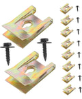Premium U Nut And Screw Clip Kit With Black Zinc Hex Head Self Tapping Screws And Durable Metal U Clips, featuring zinc plated clips and screws.