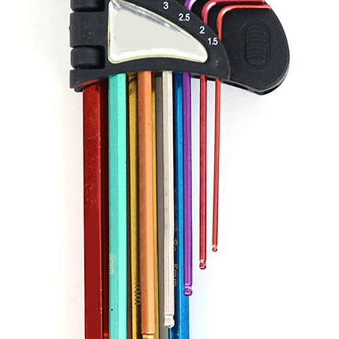 Professional 9 Piece Hex Wrench Star Key End Metal Arm Tool Set Kit For Auto Repair Furniture Build And Diy Handyman Jobs With Secure Grip Handles And Durable Steel Construction To Tackle Tough Bolts Anywhere, 9-piece color coded set