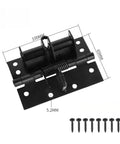 Three In One Self Closing Spring Hinge With 90 Degree Position Stop For Cabinet Doors Built In Spring For Automatic Closing And Precise Stop Prevents Excessive Swing While Heavy Duty Metal Hardware, black hinge with screws, dimensions in mm