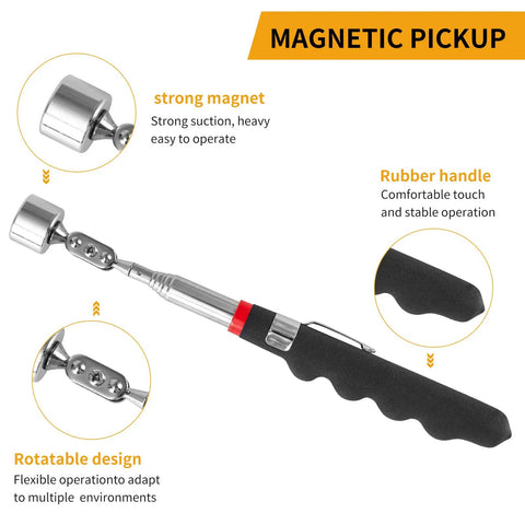Telescoping Magnetic Pick Up Tool With 20 lb Pull Rotatable Magnetic Stick For Hard To Reach Spots Narrow Gaps Ideal For Gearheads DIYers And Home Fixers Use Cool Gadget Gift Stocking Stuffers For Men And Women