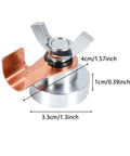 Close-up of Magnetic Welding Ground Clamp showing dimensions; 3.3cm diameter, 4cm height; heavy duty grounding magnet clamp.