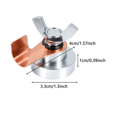Close-up of Magnetic Welding Ground Clamp showing dimensions; 3.3cm diameter, 4cm height; heavy duty grounding magnet clamp.