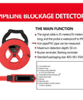 No Sweat Wall Scanner With Dead Easy Stud Detection And Deep Range Pipe Blockage Locator For Live Wire Cable Finder Plus Reliable Plumbing Diagnostic Tool, red pipeline blockage detector with cable.