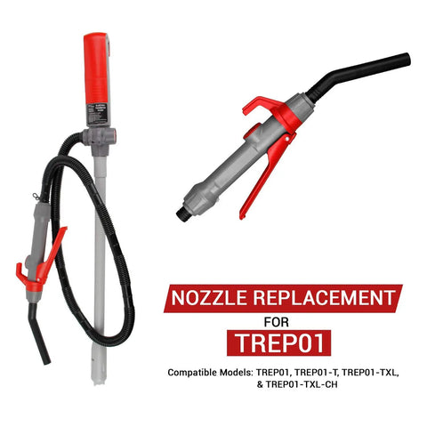 Adjustable Flow Control Nozzle Replacement For TREP01 Series Liquid Transfer Pumps with grey and red design