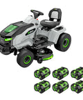 Electric Riding Lawn Mower 42-Inch Deck Cordless Tractor With Six 56V 6.0Ah Batteries And Charger Included Cuts Up To 1.5 Acres