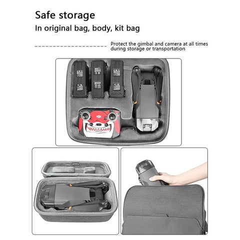Drone Gimbal Lens Cap With Integrated Protective Cover For Mavic 3 Series showing safe storage in carrying case.