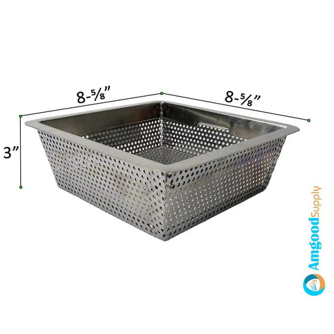 Stainless Steel Commercial Floor Drain Strainer, Heavy Duty 8.5 By 8.5 By 3 Inches, Silver Finish, Easy Clean Debris Screen