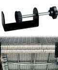 Four Piece Adjustable Patio Furniture Clips For Wicker Sectionals 3 Inch Clamp Set Heavy Duty Carbon Steel Aluminum Rubber Construction Outdoor Couch Couches Clips Keeps Cushions From Slipping And Sections Connected, detail view