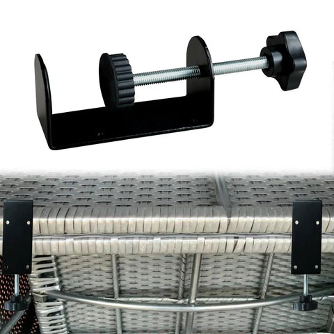Four Piece Adjustable Patio Furniture Clips For Wicker Sectionals 3 Inch Clamp Set Heavy Duty Carbon Steel Aluminum Rubber Construction Outdoor Couch Couches Clips Keeps Cushions From Slipping And Sections Connected, detail view