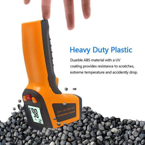 Non Contact Infrared Thermometer Gun With Laser Guide For Cooking And Home Use Measuring From -58 To 1112 F -50 To 600 C Handy Handheld Temperature Sensor For Meat Grilling BBQ Oven Refrigerator Pool, orange ABS body on gravel