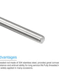 Meccanixity M10 × 400mm fully threaded rod, 304 stainless steel, 1.5mm pitch, right-hand thread