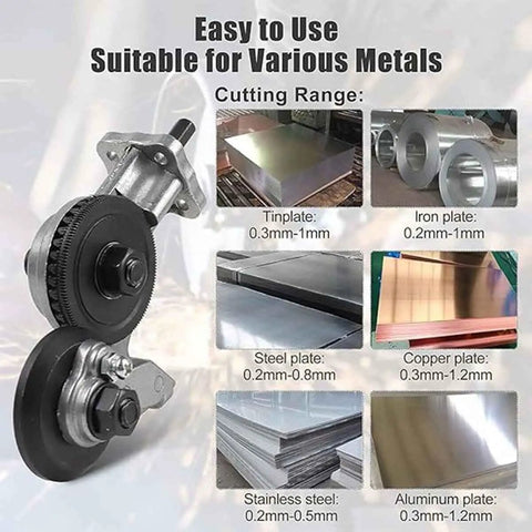 Heavy Duty Electric Drill Shear Conversion Kit That Clamps Straight In To Rip Steel Aluminum Copper And Drywall Like Butter Fast Twist Lock Chuck Mount with metal cutting range.