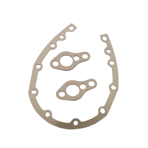 Timing chain cover gasket set for Small Block Chevy engines 265 283 327 350 383 400 featuring durable seal material.