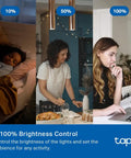 Women using different brightness settings with Smart 3 Way Dimmer Switch Kit With Matter Compatible, Energy Monitoring, Neutral Wire Required.