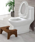 Wooden Toilet Stool For Kids And Adults, Anti Slip Bamboo Potty Training Step Stool, 7 Inch Rise, next to white toilet