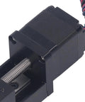 Close-up of Smooth Operator Dead Quiet Linear Slide Actuator Rock Solid Monorail Mini Drawer Slide for DIY CNC Router, showing metal components.