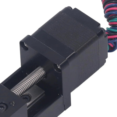 Close-up of Smooth Operator Dead Quiet Linear Slide Actuator Rock Solid Monorail Mini Drawer Slide for DIY CNC Router, showing metal components.