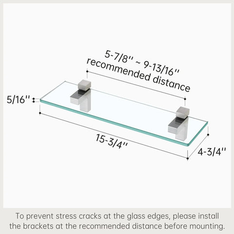 Floating Glass Bathroom Shelf 16 Inch Tempered Glass Wall Shelf With Brushed Nickel Brackets Dope Space Saving Organizer dimensions