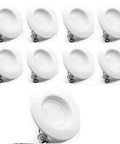 Eight Pack LED Recessed Ceiling Lights For Five To Six Inch Fixtures 12W Low Watt 90 CRI Dimmable 840 Lumen Energy Saving Retrofit Kit UL Listed JA8 CEC 2016 Title 20 Damp Location Baffled Trim