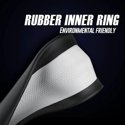Close-up of the rubber inner ring of Top Shelf Nappa Leather Steering Wheel Cover For Cars Universal Fit Non Slip Grip.