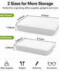 Kick Clutter To The Curb With This Slick Under Desk Drawer Organizer 2 Pack showing large and small drawers for office supplies.