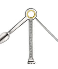 Stainless steel 3-in-1 pipe tool cleaner with tamper spoon and long poker, front view
