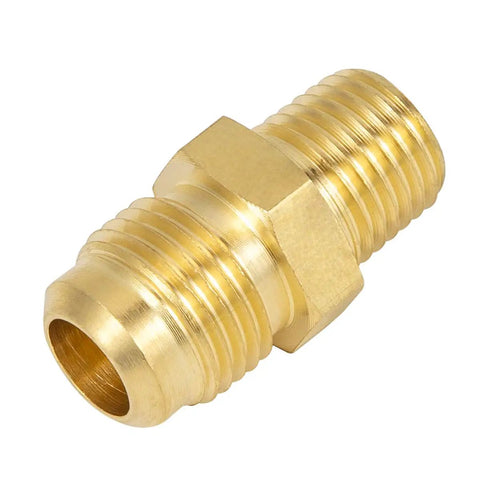 2 Pack Brass Tube Fitting Half Union Gas Adapter 3/8 Flare And 1/4 NPT Male Pipe Connector Heavy Duty Brass Construction, Built To Last