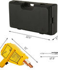 Heavy Duty Stud Welder Dent Repair Kit with adjustable current and time, shown with black plastic storage case, measurements indicated.