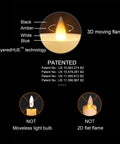 Flameless Pillar Candles Set Of 3 With Remote And Timer LED 3D moving flame technology patent details on black background