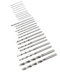 25Pcs HSS Micro Twist Drill Bit Set For PCB And Jewelry Crafting, sizes 0.5mm to 3.0mm arranged in a row on white background