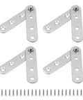 Bulletproof Four Pack Concealed Cabinet Hinges Yield Slick Pivot Door Swing Heavy Duty Stainless Steel Resists Rust Thoroughly Comes With Complete Screw Kit For Dead Straight Diy Fixes, includes four stainless steel hinges and screws.