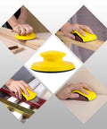 S SATC 5-inch sanding blocks, 2-pack round and mouse shapes with yellow hook-and-loop grip for woodwork