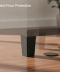 Self Adhesive Black Polyester Furniture Leg Pads For Hardwood Floors Protection on table leg, showing texture and placement