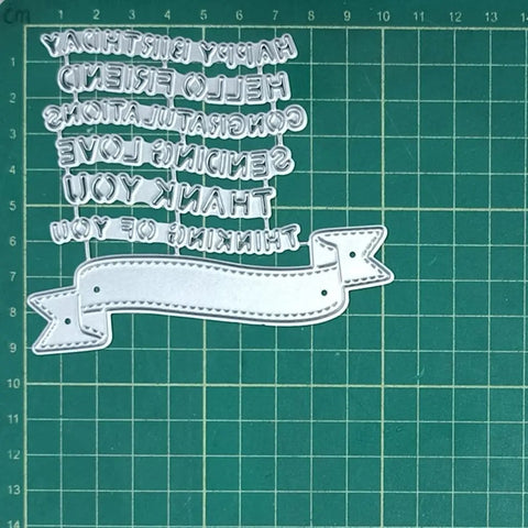 Layered Net Frame Scrapbooking Die Cuts Set For Card Making And Paper Craft, banner combo, metal cutting dies on green mat