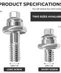 Four Pack Three Eighth Standard Side Battery Terminal Bolts Premium Quality Top Post To Side Post Adapter Short Studs specifications viewed from the side.