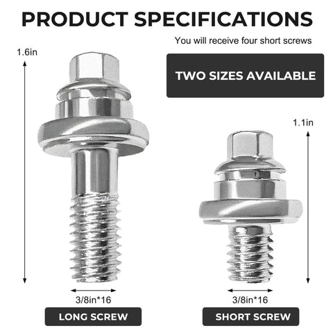 Four Pack Three Eighth Standard Side Battery Terminal Bolts Premium Quality Top Post To Side Post Adapter Short Studs specifications viewed from the side.