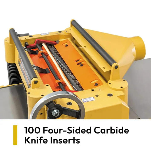 Badass 20 Inch Helical Wood Planer With 5 Horsepower Motor And 230 Volt Setup Delivering Silky Smooth Surfacing On Rough Lumber Featuring 100 Replaceable Carbide Heads