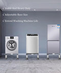 Heavy Duty Adjustable Washing Machine Stand With Suction Feet, Retractable Width, under washer, dryer, and fridge