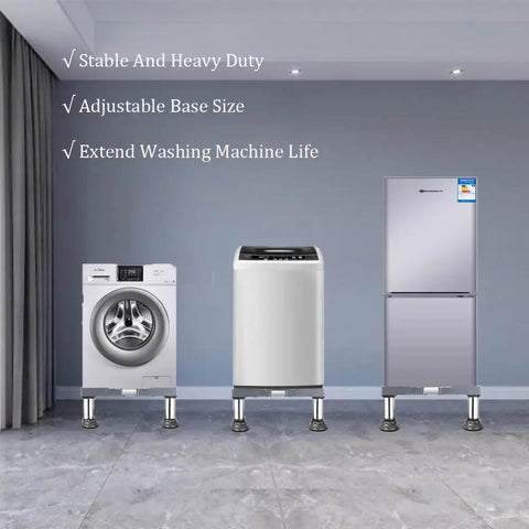 Heavy Duty Adjustable Washing Machine Stand With Suction Feet, Retractable Width, under washer, dryer, and fridge
