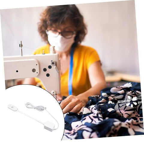 LED Sewing Machine Light With Magnetic Base And Touch Switch by sewing machine in use, fabric being worked on