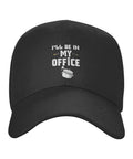 Black Adjustable Washed Baseball Cap Dad Hat For Adults, Plain Trucker Style For Office Or Kitchen, Cool Casual Vibe, Unisex Everyday Hat, front view